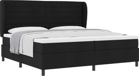 vidaXL Pat cu arcuri cu saltea Negru 200 x 200 cm țesătură