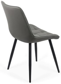 Scaun living gri BUC 206P din piele ecologică și cadru metalic vopsit
