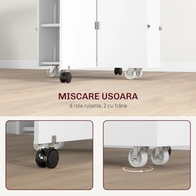 HOMCOM Masă pliabilă cu 2 frunze picătură și spațiu de depozitare, 3 rafturi, pentru 6 persoane, extensibilă, 130x80x76.5 cm | Aosom Romania