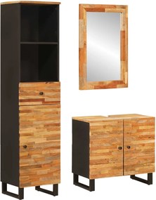 vidaXL Seturi de baie cu sertar cu raft natural Lemn de mango solid