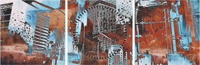 Tablou - Zgârie-nori (cu ceas) (90x30 cm)