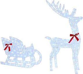 vidaXL Sanie cu ren cu 200 LED Alb rece 70 x 26 x 130 cm Acril