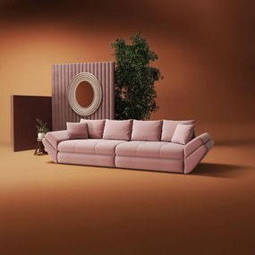 Canapea extensibilă dumonde cu ladă de depozitare si sezut confortabil din spuma high-density, Loana Royal Roz 300x100 cm