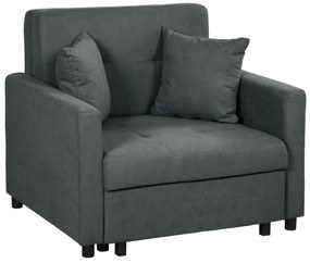 HOMCOM Fotoliu Tip Pat de O Persoană cu 2 Perne și Spațiu de Depozitare, Gri | Aosom Romania