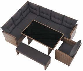 Set mobilier de grădină Senala (gri maro + maro deschis) (pentru 8 persoane). 1116496