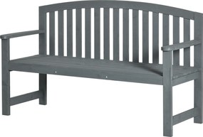 Outsunny Bancă de grădină 2 locuri din lemn, bancă rezistentă la intemperii, mobilier de grădină cu spătar, capacitate 240 kg 143 x 51 x 85 cm, Gri | Aosom Romania