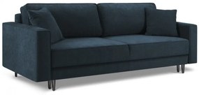 Canapea extensibila Dunas cu tapiterie din tesatura structurala si picioare din metal negru, albastru inchis