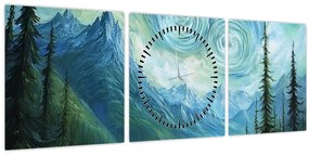 Tablou - Peisaj cu o adiere din Van Gogh (cu ceas) (90x30 cm)