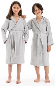 Halat pentru copii gri pentru 9-10 ani din muselină Muslin – Foutastic