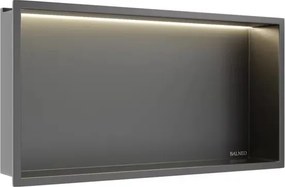 Raft incastrat dreptunghiular Balneo Wall-Box One LED cu rama 60x30x10 cm Gun Metal mat