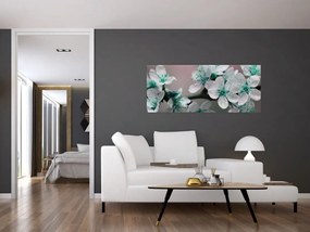 Tablou cu floare - turcoaz (120x50 cm)