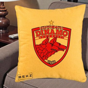 Perna Personalizata FC Dinamo Bucuresti 1948 Fotbal, 40x40 cm, Galben, Husa Detasabila, Perna Inclusa, BEKZ®