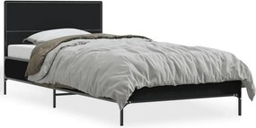 vidaXL Cadru de pat, negru, 75x190 cm, lemn prelucrat și metal