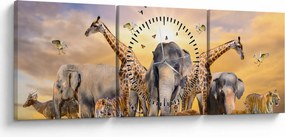 Tablou - Animae din Africa (cu ceas) (90x30 cm)
