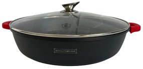 RESIGILAT - Cratita marmorata cu capac 36 CM RL-BR36ML Royalty Line - culoare neagra, compatibila inductie