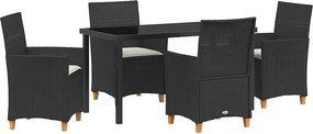 vidaXL Set de masă pentru grădină 5 pcs Negru poliratan