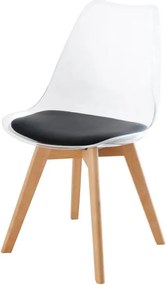 Set de 4 scaune, Lemn Fag Natur, Plastic Transparent, Scandinavia A-44165 VC