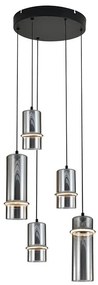 Lustra cu 5 pendule LED, SMOKE GLASS-BLACK, ZB-2535