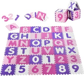 Puzzle pentru copii "Juna" 36 de piese de la A la Z si de la 0 la 9 (roz)