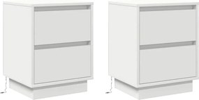 vidaXL Dulap de noapte 2 pcs Alb 39 x 34,5 x 50 cm Lemn compozit