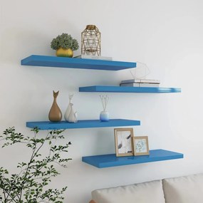 326623 vidaXL Rafturi perete suspendate, 4 buc., albastru, 80x23,5x3,8 cm MDF