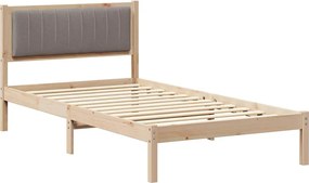 vidaXL Cadru de pat cu tăblie tapițată Gri taupe 100 x 200 cm