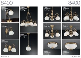 Candelabru cu 3 brate clasic design italian din alama, sticla 8400 RA-L. 8400/3
