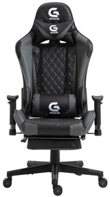 Scaun gaming, suport picioare, funcție sezlong, SIG 5020, Negru/Gri