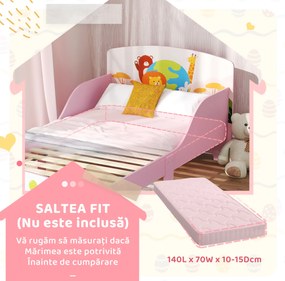 AIYAPLAY Pat pentru Copii 3+ Ani cu Margini Înalțate și Bariere Roz | Aosom Romania