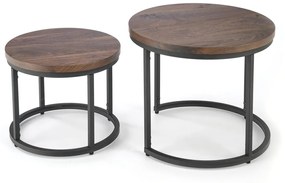 Set 2 mese de cafea Oreo nuc/negru – d43-53 x h35-45 cm
