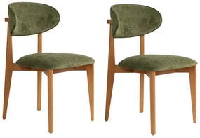 Set de scaune de sufragerie Lionte Green și DarkOak, 2 buc.