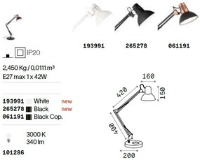 Lampa de birou cu brat articulat WALLY TL1 TOTAL BLACK