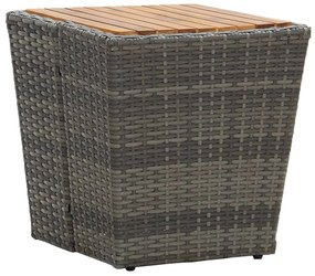 46198 vidaXL Masă de ceai gri 41,5x41,5x43 cm poliratan lemn masiv acacia