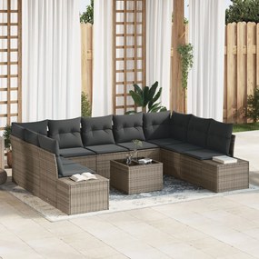 vidaXL Set canapea grădină 10 piese cu perne - Ratan negru