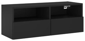 836870 vidaXL Comode TV de perete, negru, 80x30x30 cm, lemn prelucrat