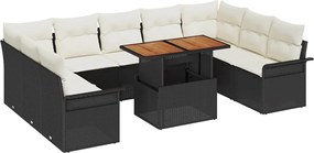 vidaXL Set de canapele pentru grădină 10 pcs Negru Rattan poli