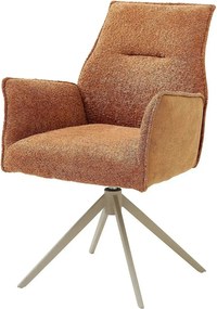 Scaun KAYLA, caramiziu/bej, stofa buclata/stofa clasica/metal, 58x63x8