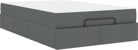 vidaXL Cadru de pat cu saltea cu saltea 2 pcs Gri Scurt țesătură