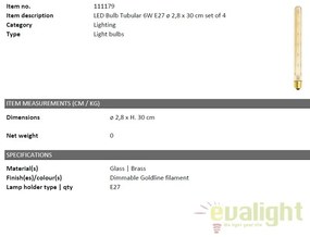 Set de 4 becuri E27 LED Bulb Tubular 6W 111179 HZ