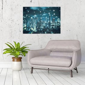 Tablou pe sticlă - Metropolă stălucitoare (70x50 cm)