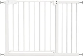 Poarta de siguranta copii Kidizi Rexa alb, reglabila 104-110 cm, montaj prin presiune, inchidere automata, certificata EN 1930