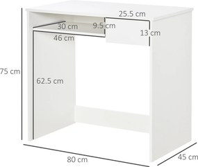 Homcom Birou PC Alb &amp; Stejar 80×45×75 cm – Ideal Dormitor sau Acasa | Aosom Romania