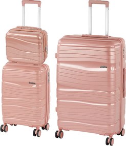 TraveLux Voyager IX set valiză rulantă aur roz