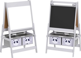 AIYAPLAY Tablă pentru Copii 3-În-1 cu 2 Rafturi și Șevalet din Lemn pentru Copii de 3-8 Ani, 54x46,5x93 cm, Roz | Aosom Romania