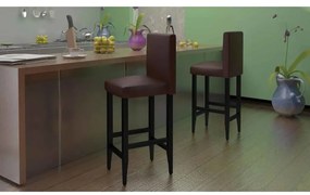 vidaXL Scaune de bar, 6 buc., maro închis, piele ecologică