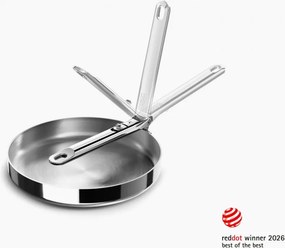Tigaie adâncă Joseph Joseph Space 1000025, 24 cm, mâner rabatabil, oțel inoxidabil, cuptor până la 232 °C, inducție, inox