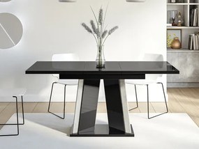 Masă sufragerie extensibilă Ledysa (lucios Alb + beton) (pentru 2-6 persoane). 1105395