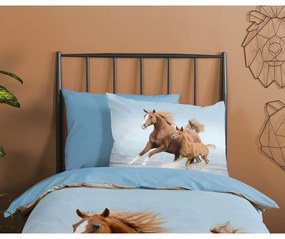 Lenjerie de pat pentru copii albastră din bumbac pentru pat de o persoană 140x200 cm Free – Good Morning