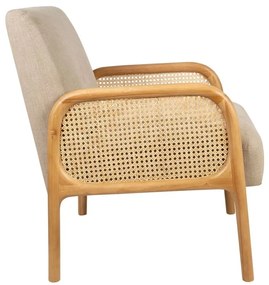 Scaun dining, bej, din lemn de cauciuc si textil, Fermin