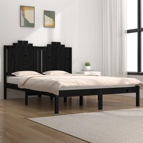 3103762 vidaXL Cadru de pat, negru, 140x190 cm, lemn masiv de pin